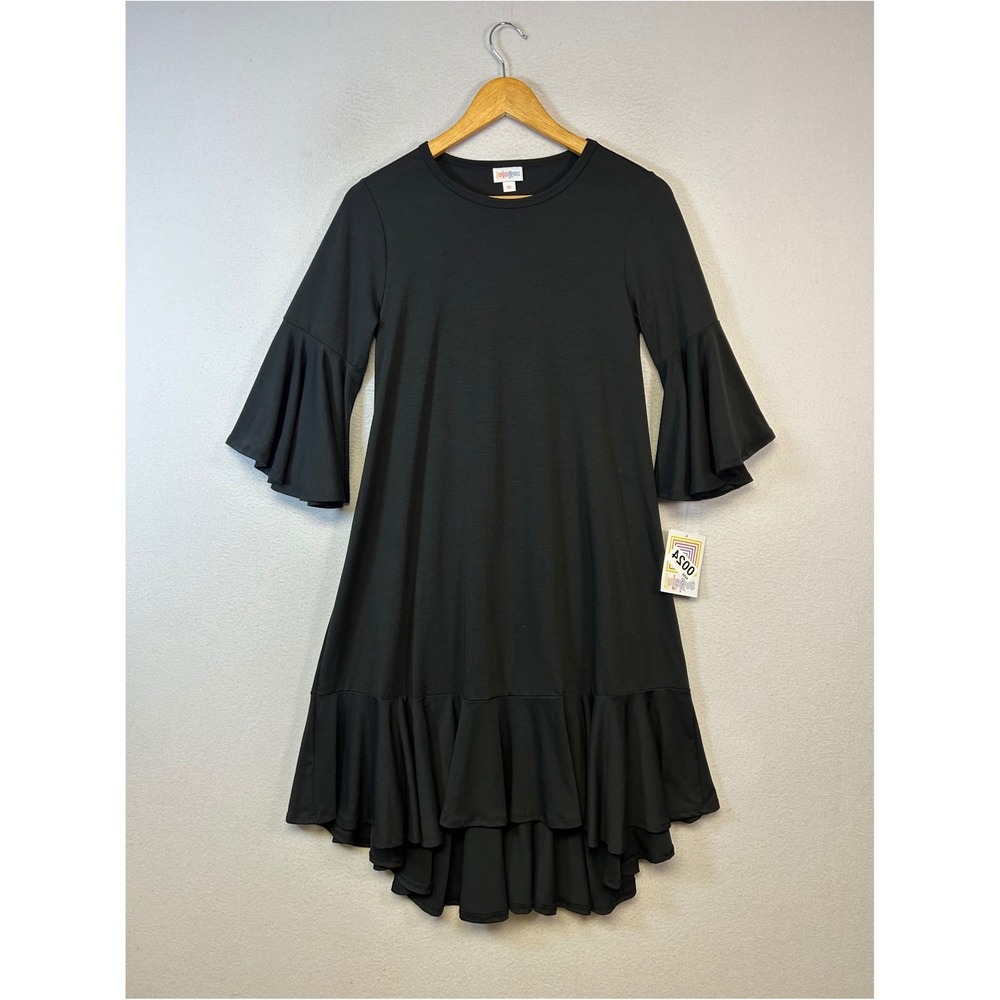 Goth Boho LuLaRoe Womens XS Georgia Tiered Bell Sleeve High-Low Ruffle Dress